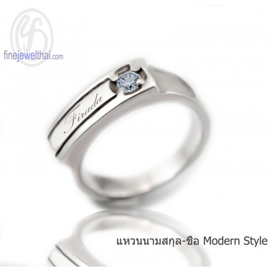 แหวนอะความารีน แหวนเงิน แหวนพลอยแท้-R1061aq