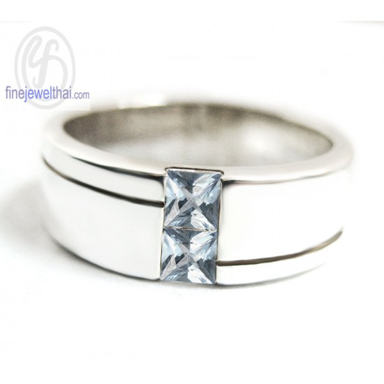  Aquamarine Birthstone Silver Ring-R1106aq