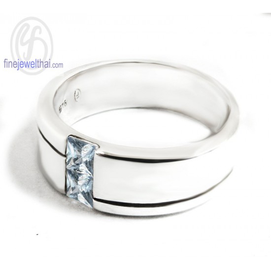 Aquamarine Birthstone Silver Ring-R1106aq
