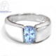  Aquamarine Birthstone Silver Ring-R1177aq