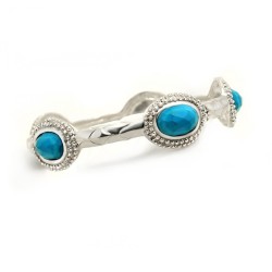 กำไลบัวเงินฝังเทอร์ควอยส์-งานสุวัน-กำไลเทอร์ควอยส์-กำไลเงิน-Finejewelthai-SWB004tur