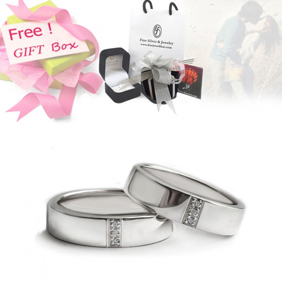Finejewelthai-แหวนคู่-แหวนเพชร-แหวนเงินแท้-เพชรแท้-แหวนหมั้น-แหวนแต่งงาน-Diamond_Gift_set46