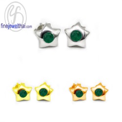 ต่างหูมรกต-ต่างหูดาว-ต่างหูเงินแท้-มรกต-พลอยประจำเดือนเกิด-finejewelthai-E1004Em