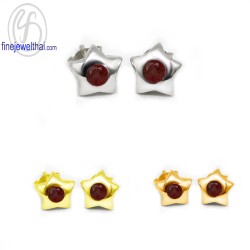 ต่างหูโกเมน-ต่างหูดาว-ต่างหูเงิน-โกเมนแท้-เงินแท้925-ออกแบบพิเศษ-finejewelthai-E1004gm