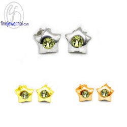 ต่างหูเพอริดอท-ต่างหูเงิน-เพอริดอทแท้-เงินแท้ 925-ออกแบบพิเศษ-finejewelthai-E1004pd