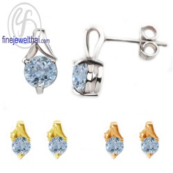 ต่างหูอะความารีน-ต่างหูเงิน-อะความารีนแท้-เงินแท้925-ออกแบบพิเศษ-finejewelthai-E1005aq-rd