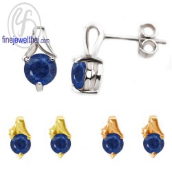 ต่างหูไพลิน-ต่างหูเงิน-ไพลินแท้-เงินแท้925-ออกแบบพิเศษ-finejewelthai-E1005bl-rd