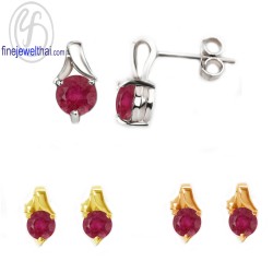 ต่างหูทับทิม-ต่างหูเงิน-ทับทิมแท้-เงินแท้925-ออกแบบพิเศษ-finejewelthai-E1005rb-rd