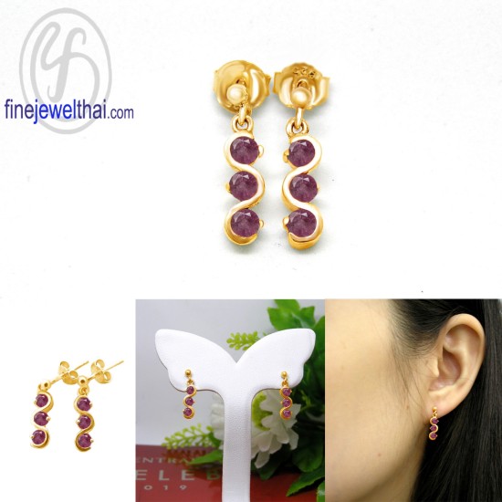 ต่างหูทับทิม-ต่างหูเงิน-ทับทิมแท้-เงินแท้925-ออกแบบพิเศษ-finejewelthai-E1009rb