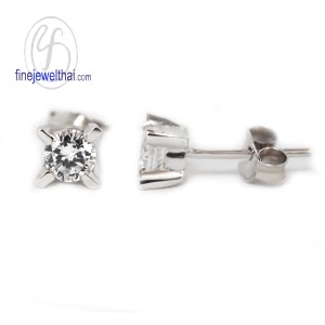 ต่างหูเพชร-ต่างหูเงิน-เพชรสังเคราะห์-เงินแท้925-E1028cz
