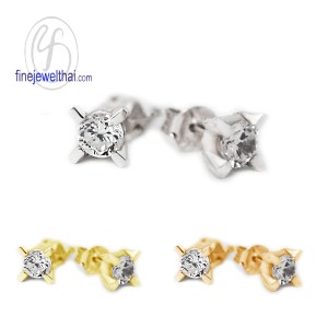 ต่างหูเพชร-ต่างหูเงิน-เพชรสังเคราะห์-เงินแท้925-E1028cz