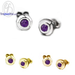 ต่างหูอะเมทิสต์-ต่างหูเงิน-อะเมทิสต์-เงินแท้925-ออกแบบพิเศษ-finejewelthai-E1029am00