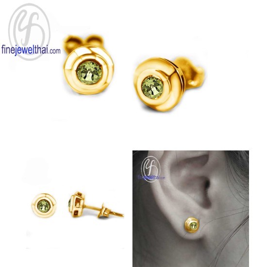 ต่างหูเพอริดอท-ต่างหูเงิน-เพอริดอทแท้-เงินแท้ 925-ออกแบบพิเศษ-finejewelthai-E1029pd00