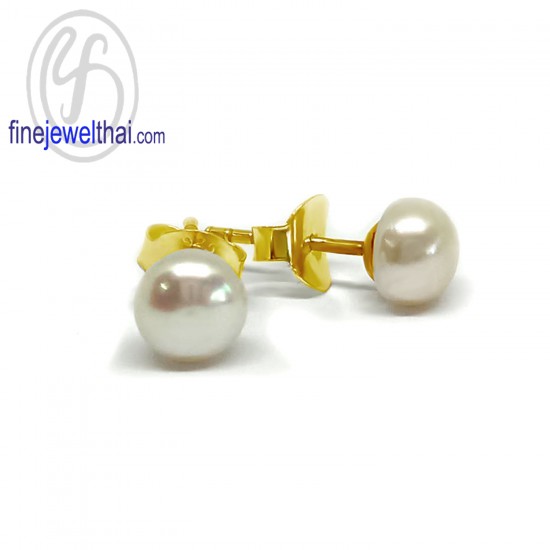Finejewelthai-Daimond-CZ-Pearl-Silver-Gold-Earring-Jacket-E1095jk-E1032pl-g