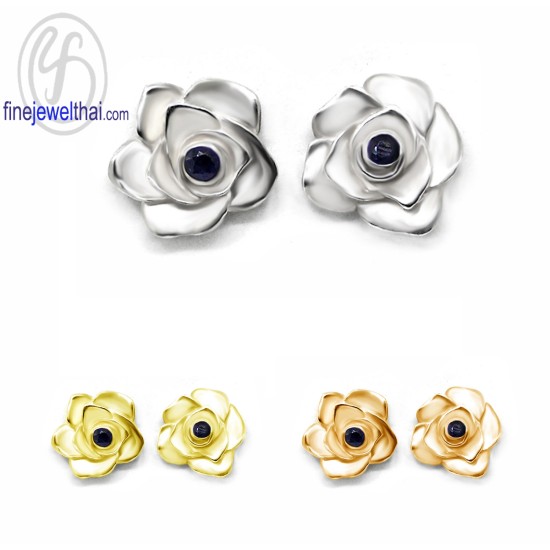 ต่างหูไพลิน-ต่างหูเงิน-ไพลินแท้-เงินแท้925-ออกแบบพิเศษ-finejewelthai-E1035bl