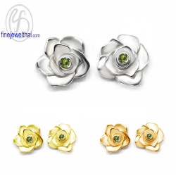 ต่างหูเพอริดอท-ต่างหูเงิน-เพอริดอทแท้-เงินแท้ 925-ออกแบบพิเศษ-finejewelthai-E1035pd