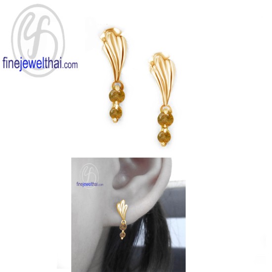 ต่างหูซิทริน-ต่างหูเงิน-ซิทรินแท้-เงินแท้925-ออกแบบพิเศษ-finejewelthai-E1036ct