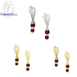 ต่างหูโกเมน-ต่างหูเงิน-โกเมนแท้-เงินแท้925-ออกแบบพิเศษ-finejewelthai-E1036gm