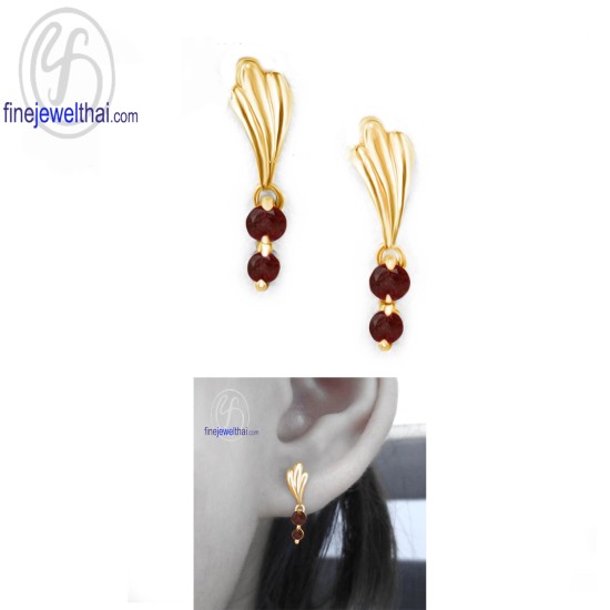 ต่างหูโกเมน-ต่างหูเงิน-โกเมนแท้-เงินแท้925-ออกแบบพิเศษ-finejewelthai-E1036gm