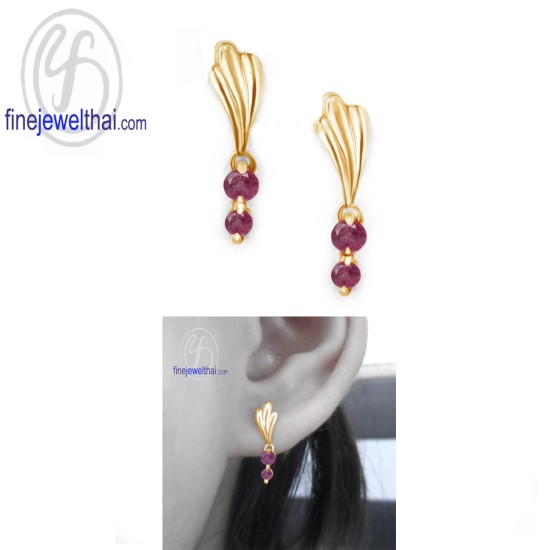 ต่างหูทับทิม-ต่างหูเงิน-ทับทิมแท้-เงินแท้925-ออกแบบพิเศษ-finejewelthai-E1036rb