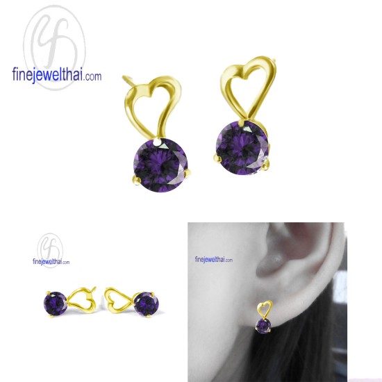 ต่างหูอะเมทิสต์-ต่างหูเงิน-อะเมทิสต์-เงินแท้925-ออกแบบพิเศษ-finejewelthai-E1037amt