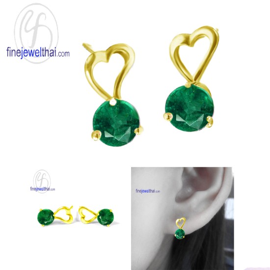 ต่างหูมรกต-ต่างหูเงินแท้-มรกต-พลอยประจำเดือนเกิด-finejewelthai-E1037em