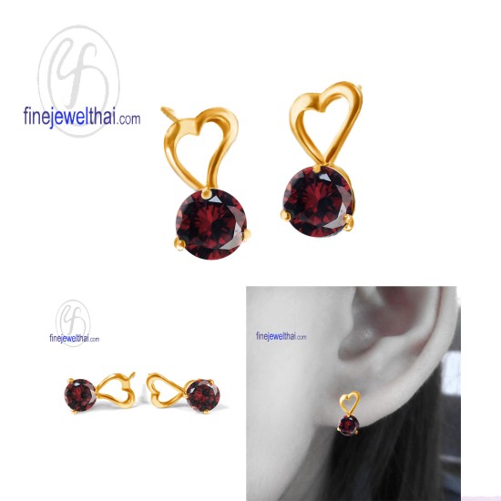 ต่างหูโกเมน-ต่างหูเงิน-โกเมนแท้-เงินแท้925-ออกแบบพิเศษ-finejewelthai-E1037gm