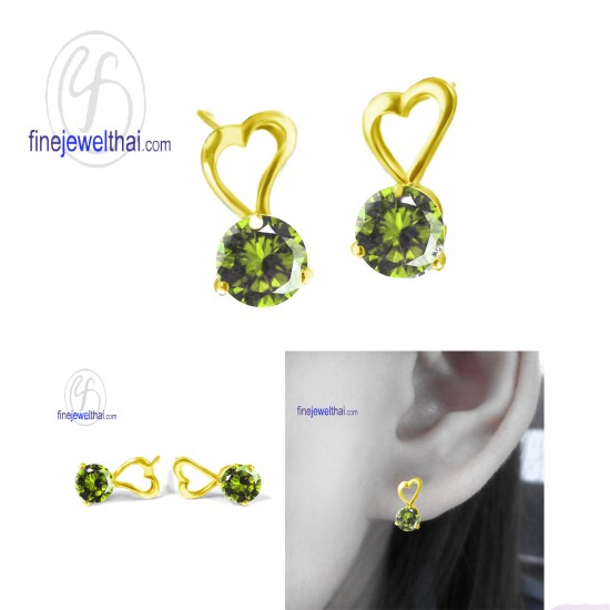 ต่างหูเพอริดอท-ต่างหูเงิน-เพอริดอทแท้-เงินแท้ 925-ออกแบบพิเศษ-finejewelthai-E1037pd