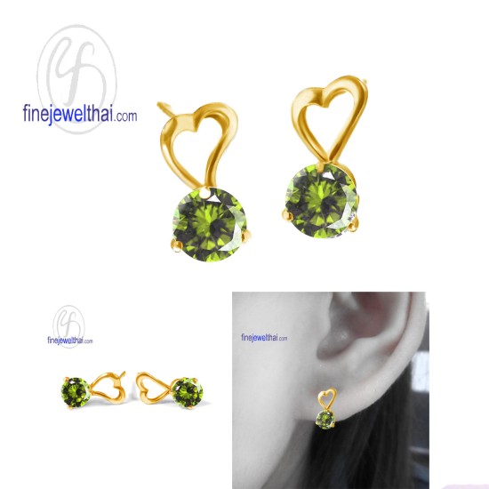 ต่างหูเพอริดอท-ต่างหูเงิน-เพอริดอทแท้-เงินแท้ 925-ออกแบบพิเศษ-finejewelthai-E1037pd