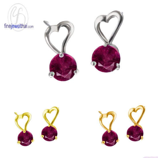 ต่างหูทับทิม-ต่างหูเงิน-ทับทิมแท้-เงินแท้925-ออกแบบพิเศษ-finejewelthai-E1037rb