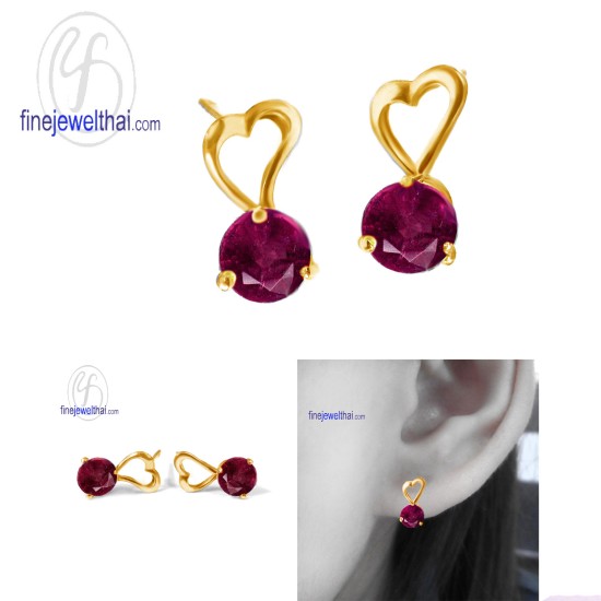 ต่างหูทับทิม-ต่างหูเงิน-ทับทิมแท้-เงินแท้925-ออกแบบพิเศษ-finejewelthai-E1037rb