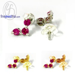 ต่างหูทับทิม-ต่างหูเงิน-ทับทิมแท้-เงินแท้925-ออกแบบพิเศษ-finejewelthai-E1039rb