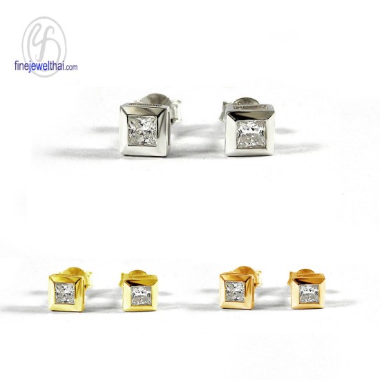 ต่างหูเพชร-ต่างหูเงิน-เพชรสังเคราะห์-เงินแท้925-E1047cz ต่างหูเพชร-ต่างหูเงิน-เพชรสังเคราะห์-เงินแท้925-E1047cz