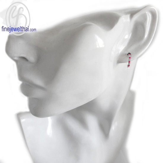 ต่างหูทับทิม -ต่างหูเงิน-เพชรสังเคราะห์-เงินแท้925-E1051rb ต่างหูทับทิม -ต่างหูเงิน-เพชรสังเคราะห์-เงินแท้925-E1051rb