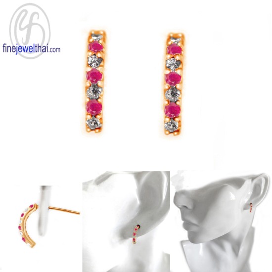 ต่างหูทับทิม -ต่างหูเงิน-เพชรสังเคราะห์-เงินแท้925-E1051rb ต่างหูทับทิม -ต่างหูเงิน-เพชรสังเคราะห์-เงินแท้925-E1051rb