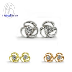 ต่างหูเพชร-ต่างหูเงิน-เพชรสังเคราะห์-เงินแท้925-E1052cz