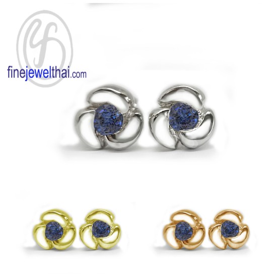 Blue-Sapphire-silver-Design-Earring-finejewelthai-E1052bl Blue-Sapphire-silver-Design-Earring-finejewelthai-E1052bl