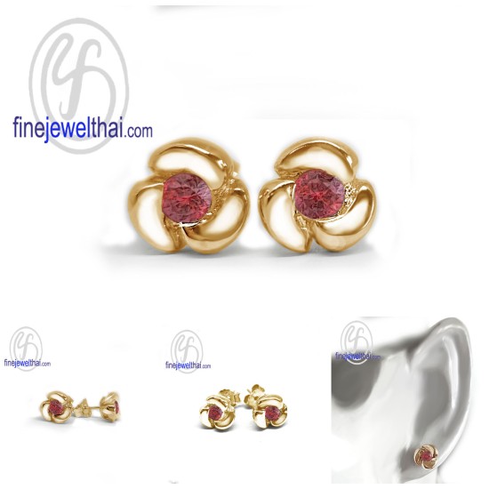 ต่างหูทับทิม-ต่างหูเงิน-ทับทิมแท้-เงินแท้925-ออกแบบพิเศษ-finejewelthai-E1052rb