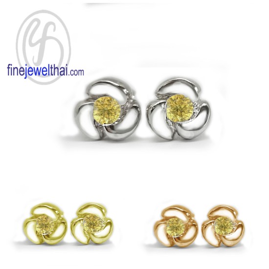 Yellow-Sapphire-Silver-Design-Earring-finejewelthai-E1052yl Yellow-Sapphire-Silver-Design-Earring-finejewelthai-E1052yl
