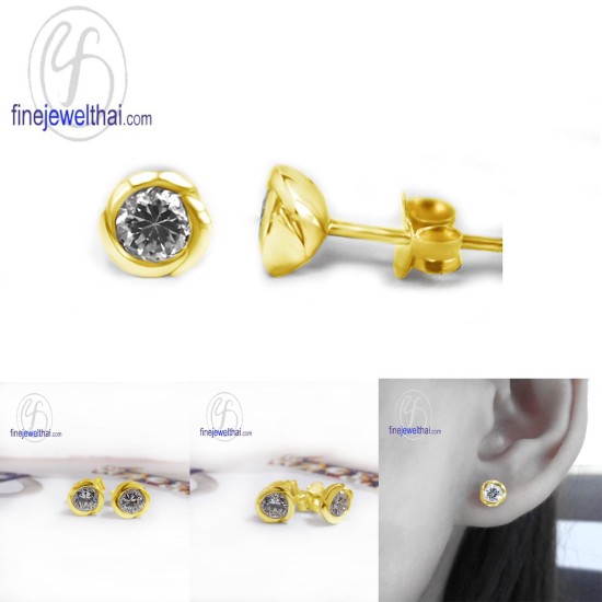 ต่างหูเพชร-ต่างหูเงิน-เพชรสังเคราะห์-เงินแท้925-E1054cz ต่างหูเพชร-ต่างหูเงิน-เพชรสังเคราะห์-เงินแท้925-E1054cz