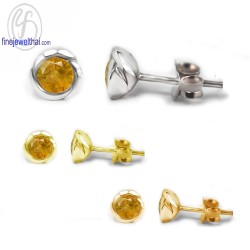 ต่างหูซิทริน-ต่างหูเงิน-ซิทรินแท้-เงินแท้925-ออกแบบพิเศษ-finejewelthai-E1054ct