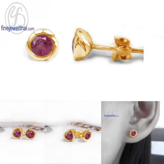 ต่างหูทับทิม-ต่างหูเงิน-ทับทิมแท้-เงินแท้925-ออกแบบพิเศษ-finejewelthai-E1054rb