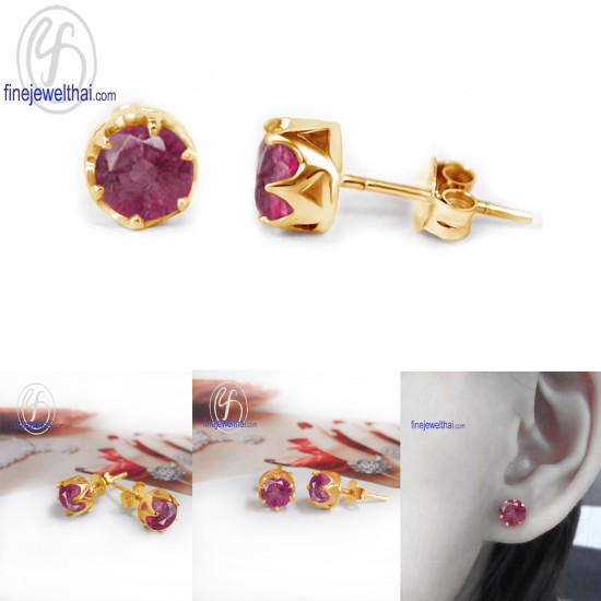 ต่างหูทับทิม-ต่างหูเงิน-ทับทิมแท้-เงินแท้925-ออกแบบพิเศษ-finejewelthai-E1056rb