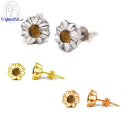 ต่างหูไทเกอร์อาย-ต่างหูเงิน-ไทเกอร์อายแท้-เงินแท้925-E1057te