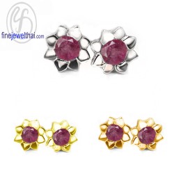 ต่างหูทับทิม-ต่างหูเงิน-ทับทิมแท้-เงินแท้925-ออกแบบพิเศษ-finejewelthai-E1058rb