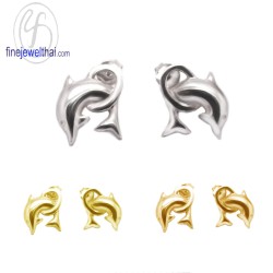 ต่างหูเงิน-ต่างหูปลาโลมา-เงินแท้925-ออกแบบพิเศษ-finejewelthai-E105900
