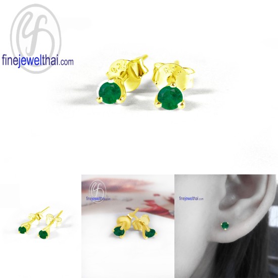 ต่างหูมรกต-ต่างหูเงินแท้-มรกต-พลอยประจำเดือนเกิด-finejewelthai-E1063em_3m