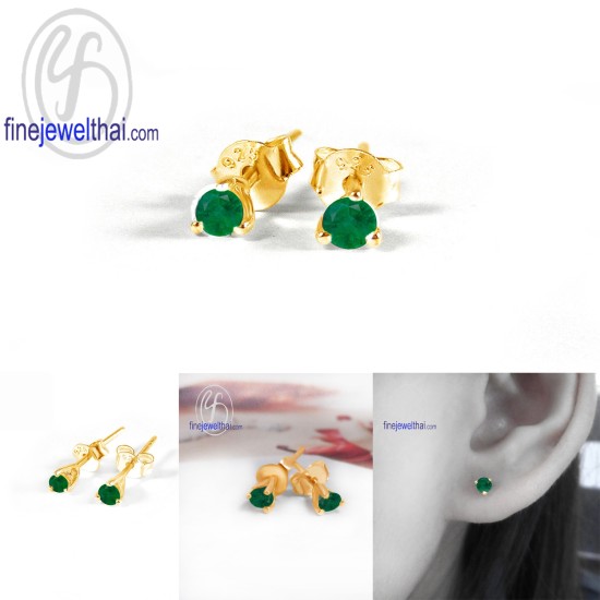 ต่างหูมรกต-ต่างหูเงินแท้-มรกต-พลอยประจำเดือนเกิด-finejewelthai-E1063em_3m