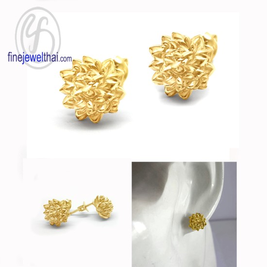 ต่างหูดอกไม้-ต่างหูเงิน-เงินแท้925-ออกแบบพิเศษ-finejewelthai-E107600