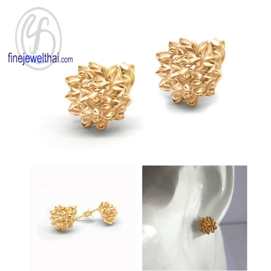 ต่างหูดอกไม้-ต่างหูเงิน-เงินแท้925-ออกแบบพิเศษ-finejewelthai-E107600